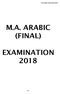 M.A Arabic (Final) Exam 2018 M.A. ARABIC (FINAL)