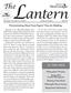 Lantern. The. Procrastinating About Term Papers? Time for Thinking IN THIS ISSUE