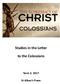 Studies in the Letter to the Colossians Term 2, 2017 St Alban s Press