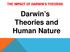THE IMPACT OF DARWIN S THEORIES. Darwin s Theories and Human Nature