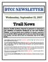 BTCC NEWSLETTER. Wednesday, September 13, Trail News