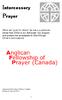 Intercessory Prayer. Anglican Fellowship of Prayer, Canada Booklet P4 (Revised 2017)