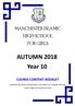 AUTUMN 2018 Year 10 MANCHESTER ISLAMIC HIGH SCHOOL FOR GIRLS COURSE CONTENT BOOKLET