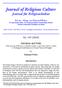Journal of Religious Culture Journal für Religionskultur