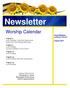 Newsletter. Worship Calendar. Grand Meadow Lutheran Church