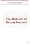 The Abstracts of Plenary Lectures